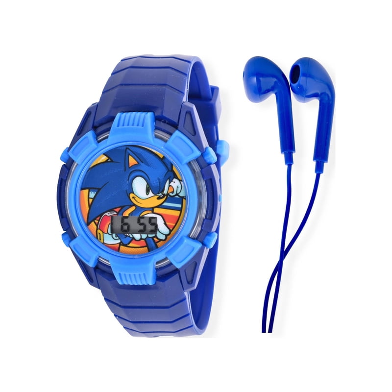 Unisex LCD Watch with Matching Earbud Set - Sonic The Hedgehog Blue