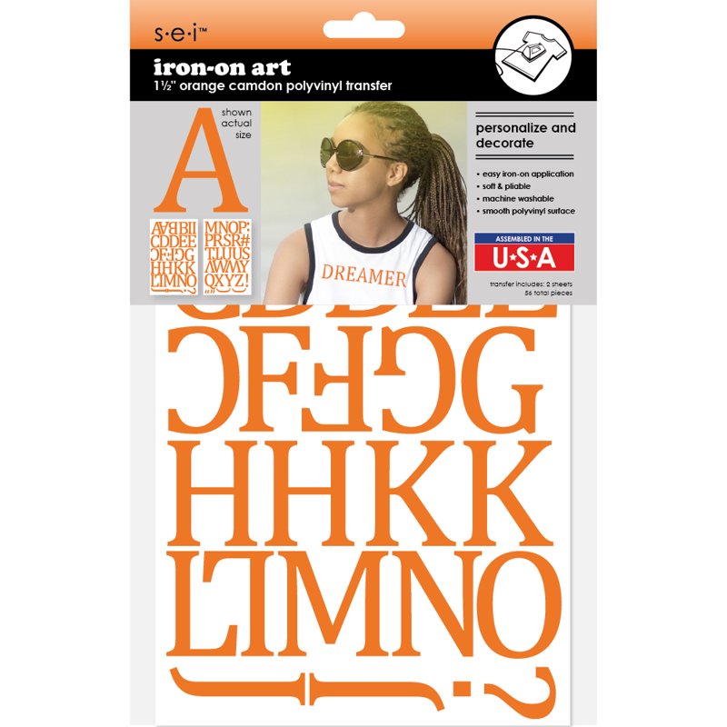1.5 Inch Iron-On Heat Transfer Poly Letters for Fabric Personalization - Multiple Colors