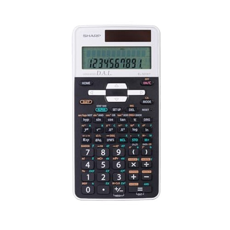 Scientific Calculator with 2-Line Display Fraction & N-Base Calculations Portable White