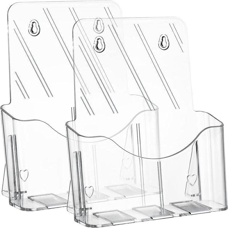 Acrylic Brochure Holder 8.5x11 Inch Pack of 2 Desk & Wall Mount Display Stand
