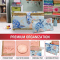 Large Sewing Basket with Hydrangeas Floral Print and Zipper Pouch - Travel Storage Organizer