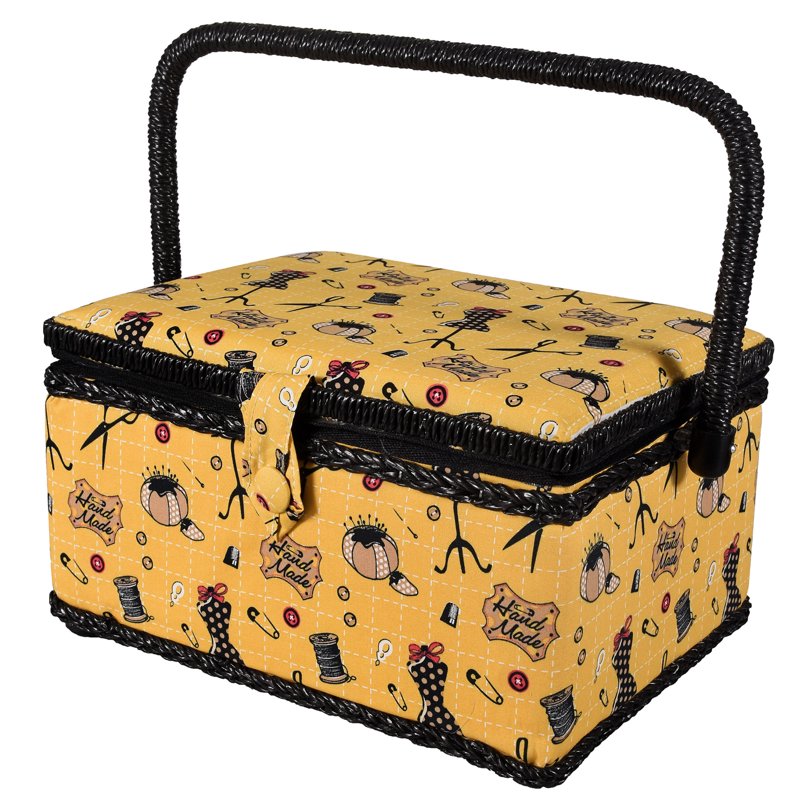 Handmade Sewing Basket with Accessories, Storage & Travel Handle