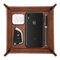 Desktop Storage Organizer Tray for Keys Coins Jewelry Remote Phone - Brown & Black