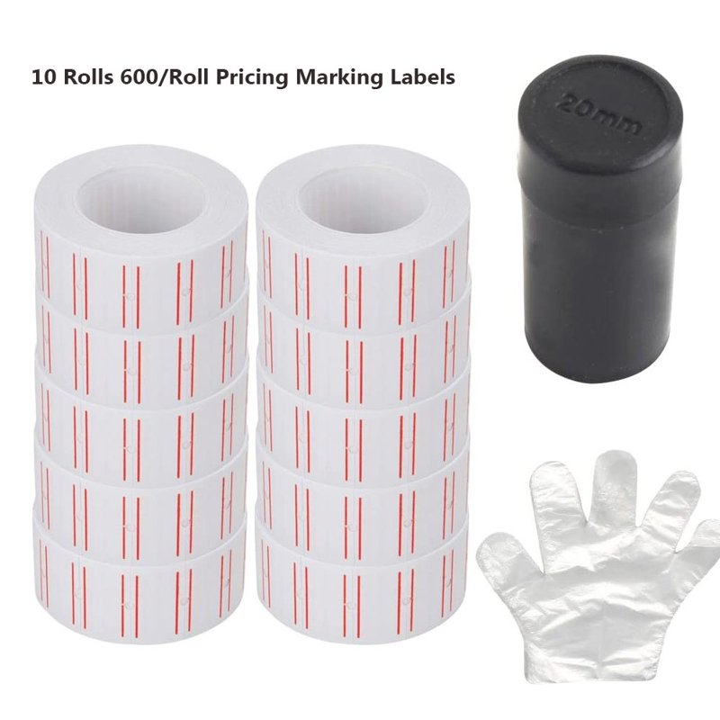 Pricing Gun Labels Set 6000 Stickers for MX-5500 Labelers with Refill Ink