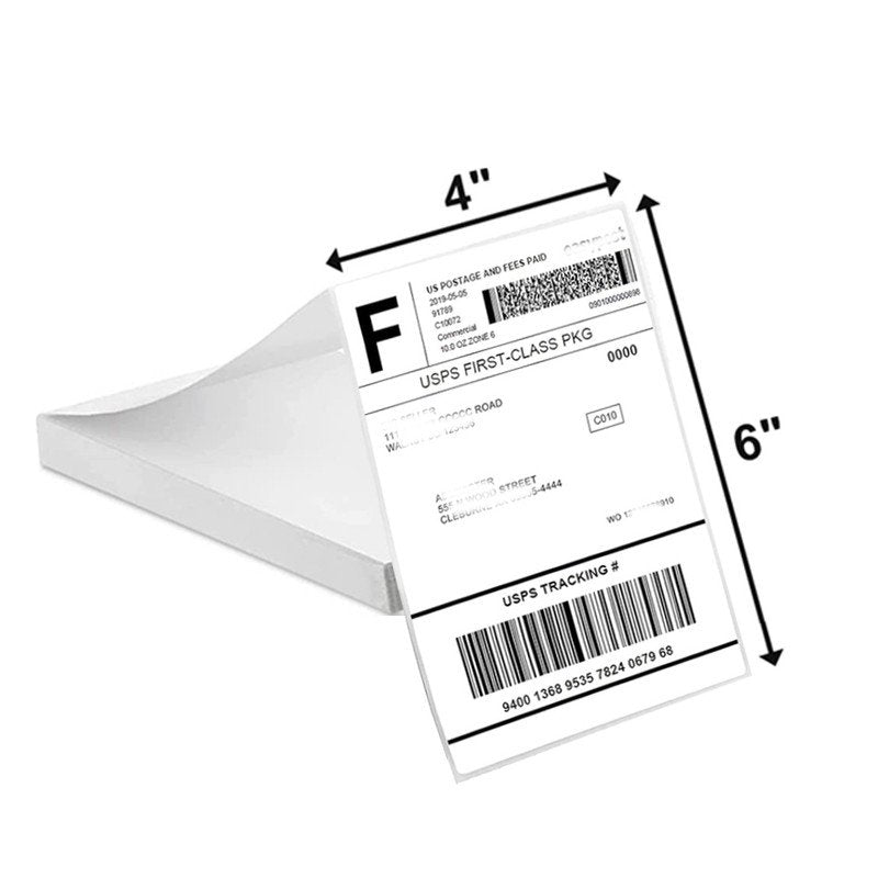 100 Pack 4 x 6 Inch Fanfold Thermal Shipping Labels Self-Adhesive Blank
