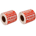 Fragile Shipping Labels 2 Rolls - Handle with Care Warning Stickers, 1000 Labels