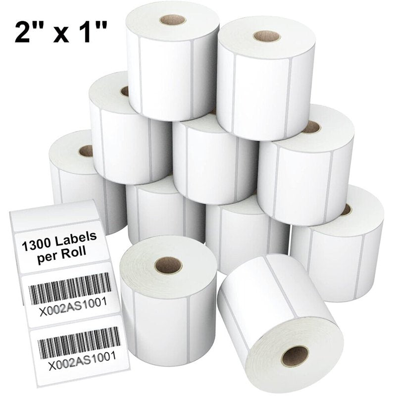 Thermal Barcode Label Rolls 2x1 Inches for FBA & Shipping - 1300 Labels per Roll