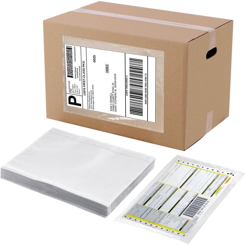 Clear Adhesive Shipping Label Envelopes for Packing List & Documents - 6x9 Inches, Pack of 100+
