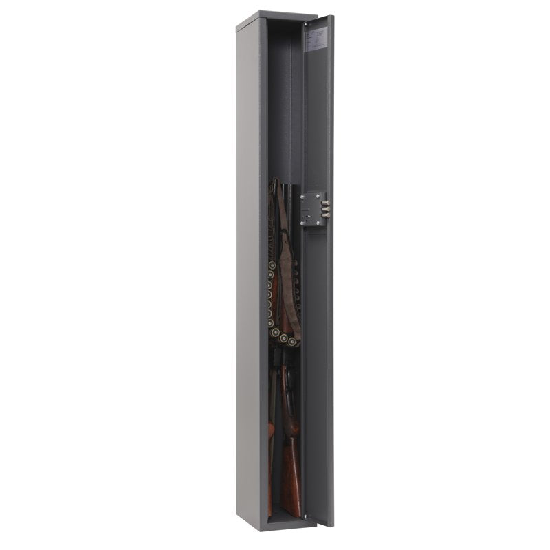 Long Rifle Gun Safe with Key Lock - 8x6.5x52 Metal Storage Cabinet