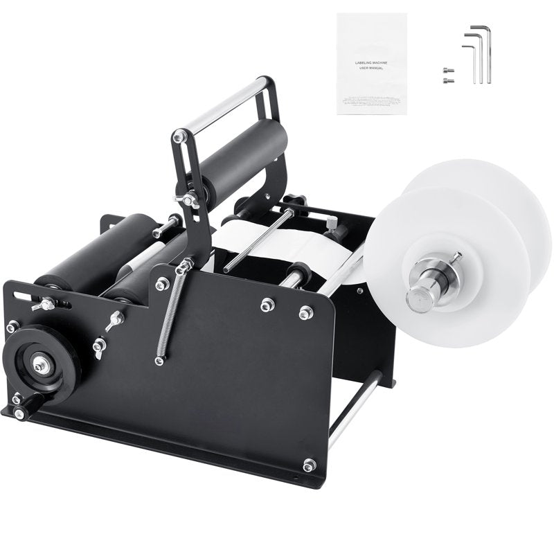 Hand-Operated Label Applicator for Round Bottles - Adjustable Speed & Size