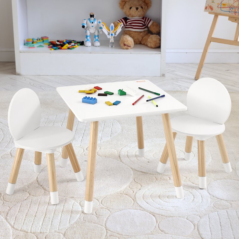 Kids Activity Table and Chair Set - Toddler Play Furniture with 2 Chairs, White & Character Variants