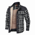 Men's Corduroy Plaid Sherpa Lined Flannel Shirt Jacket Coat – Gray, Size L