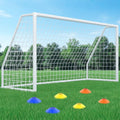 SLSY 12ft Soccer Goal - White Non-Folding 12x6 Backyard Training Net + Ground Pegs