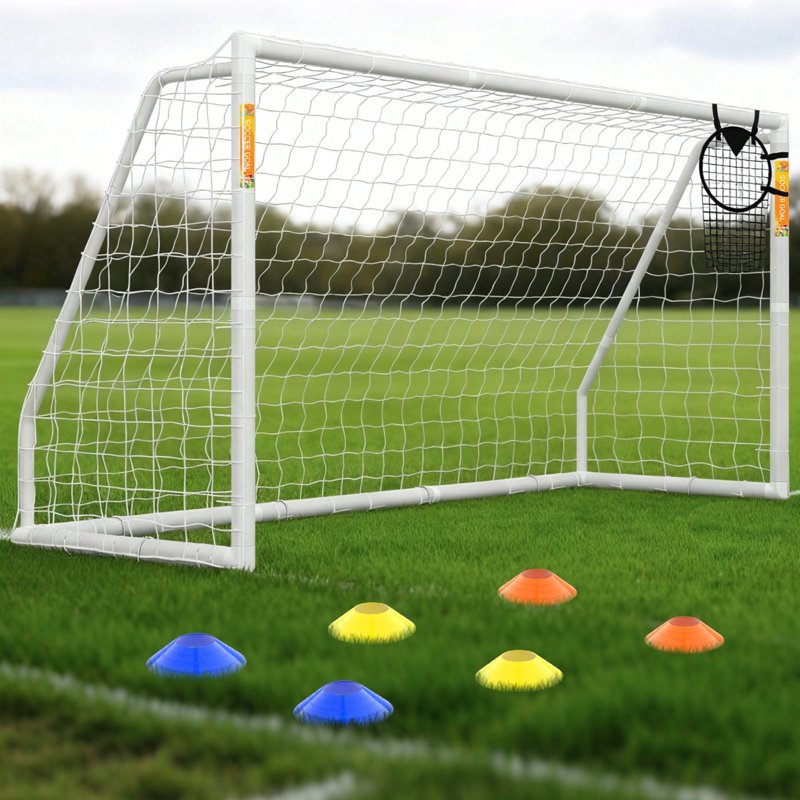 White-Foldable 12x6 Soccer Goal – SLSY PVC Backyard Training Goal for Teens & Adults