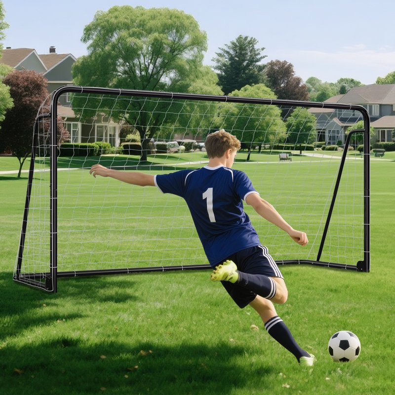 12'x6' Black Soccer Goal Set (B-50 Tube) Portable Backyard Training Equipment