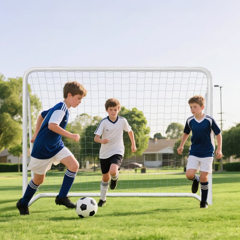 8'x6' Portable Soccer Goal Set (B-50 Tube) - White, Foldable, Training & Backyard Goals
