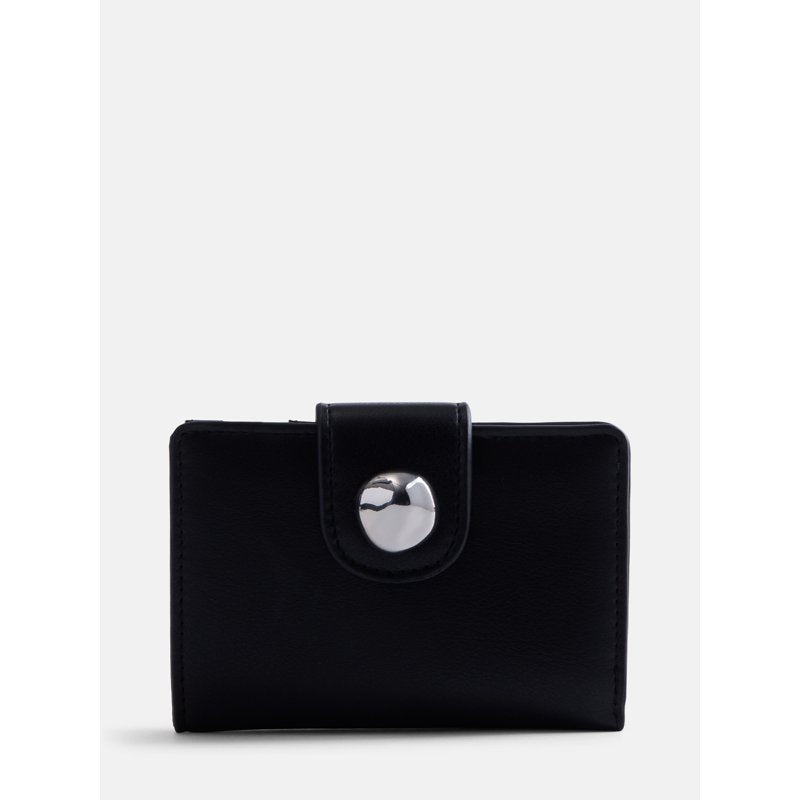 Women's Faux Leather Tab Indexer Wallet with Card Slots - Black & Burnt Olive