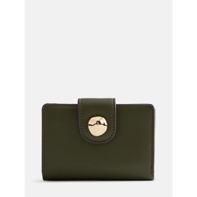 Women's Faux Leather Tab Indexer Wallet with Card Slots - Burnt Olive & Black