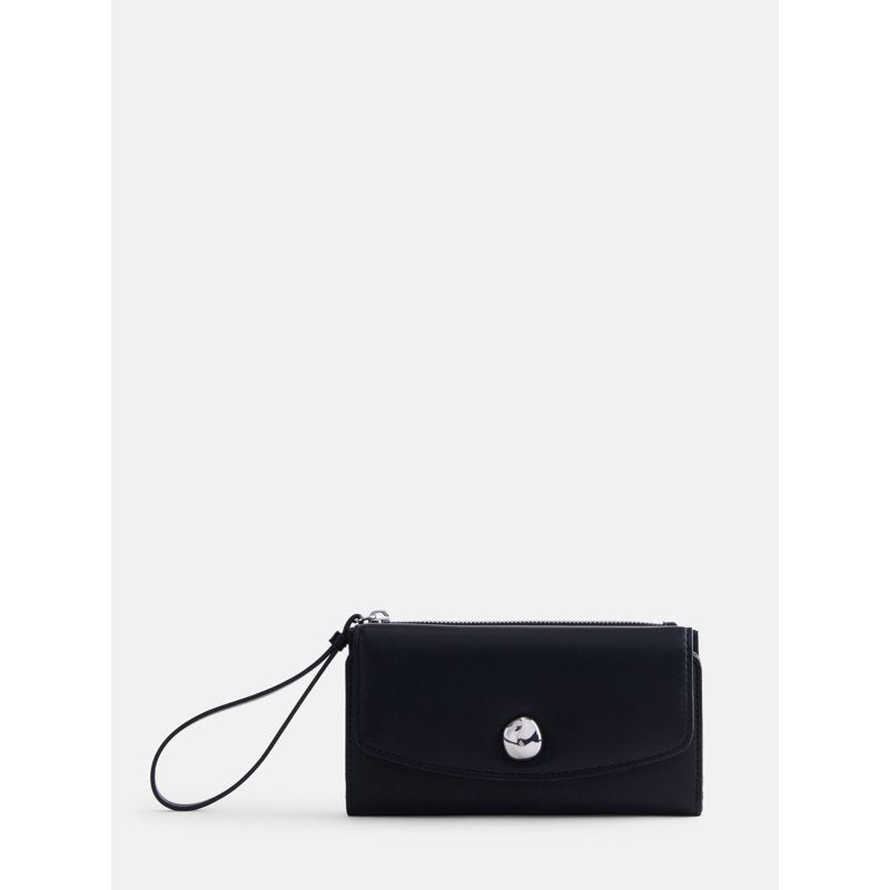 Women's Faux Leather Clutch Wallet with Card Slots and Wristlet Strap