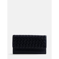 Women's Woven Faux Leather Clutch Wallet with Card Slots, Black