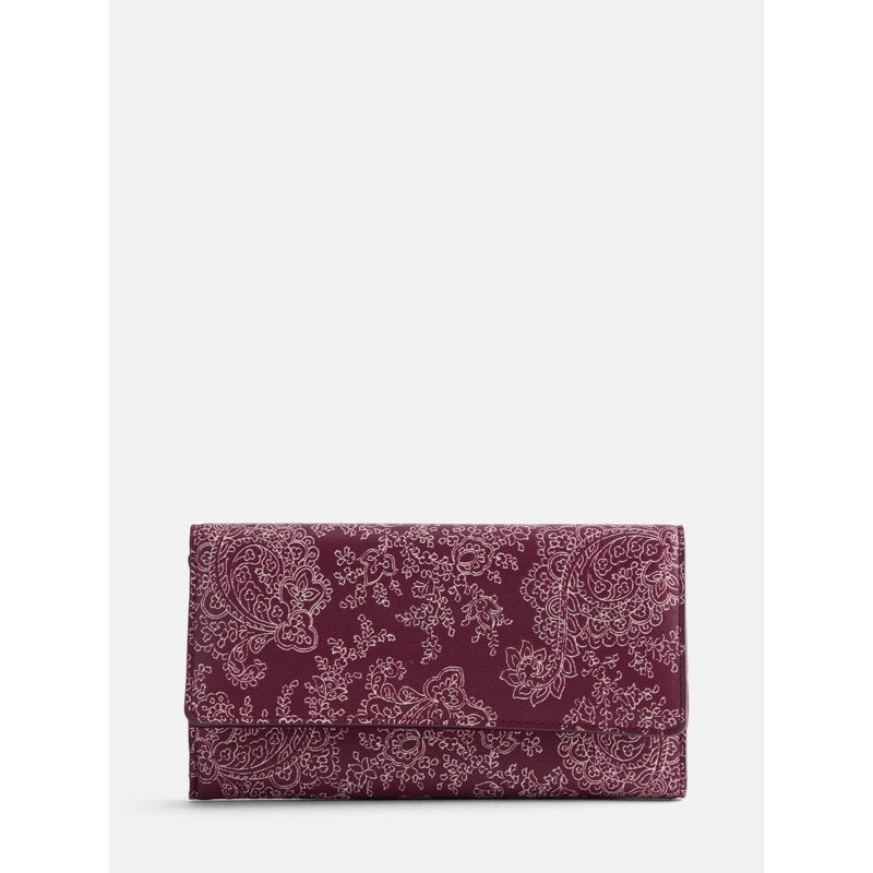 Women's Paisley Print Clutch Wallet with Card Slots and Zip Coin Pocket