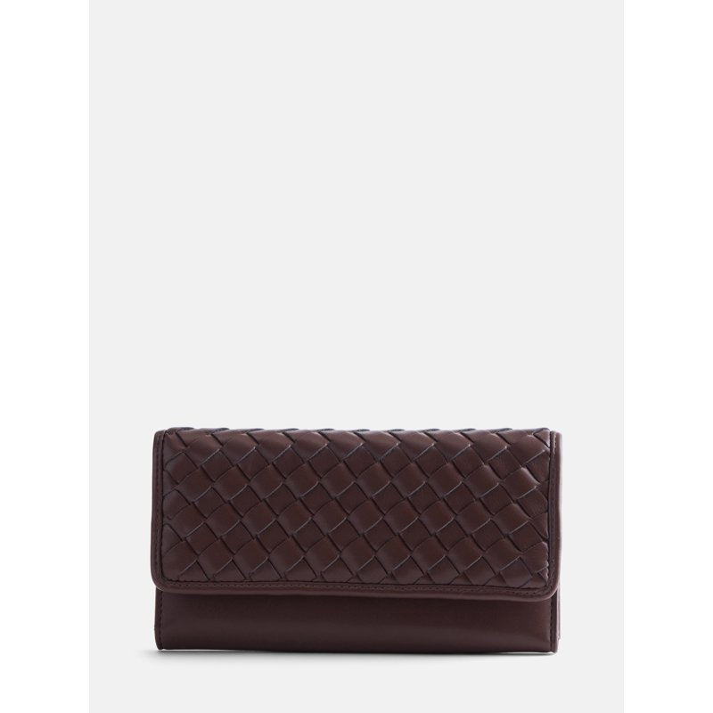 Women's Woven Faux Leather Clutch Wallet with Card Slots - Chic Organizer