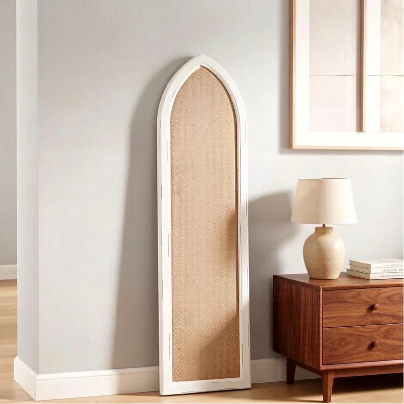 White Linen Bulletin Board with Wooden Frame - Vertical Wall Organizer
