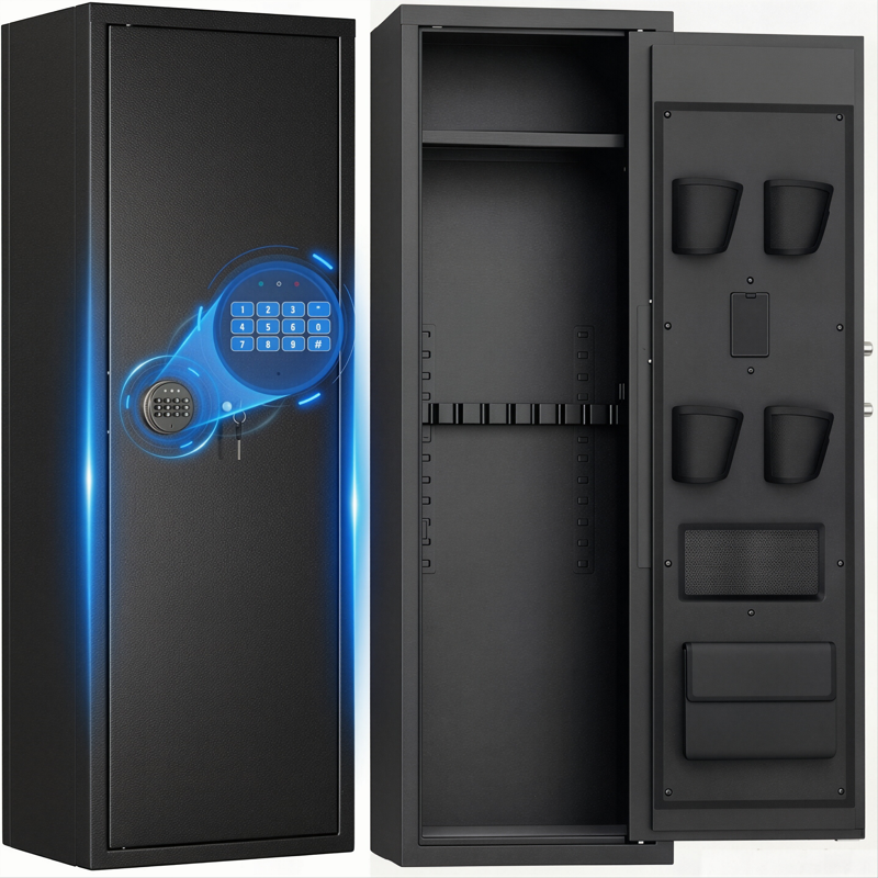 Large Gun Safe with Adjustable Shelves - Secure Rifle and Pistol Storage