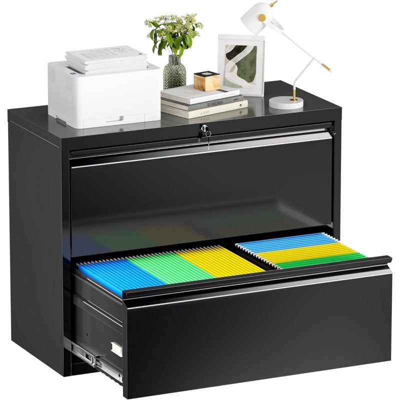 Lockable Metal File Cabinet with 2 Drawers for Office & Home Storage