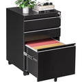 Mobile File Cabinet with Lock and Wheels - 3 Drawer Metal Storage for Office, Legal and Letter Sizes