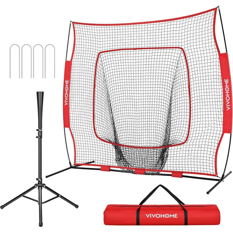 Baseball Softball Practice Net Set with Batting Tee and Carry Bag for Hitting Pitching