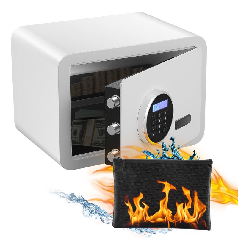 Wall Mount Safe Box 0.7 Cu. Ft. Digital & Key Lock for Money & Valuables