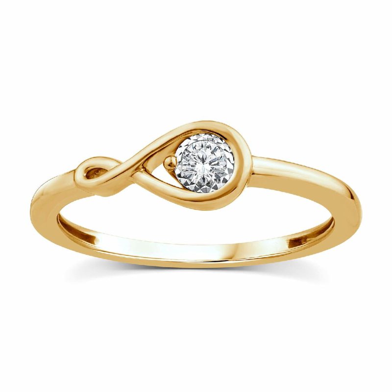 Lab Grown Diamond Promise Ring in 14K Yellow Gold-Plated Sterling Silver – Adjustable Sizes