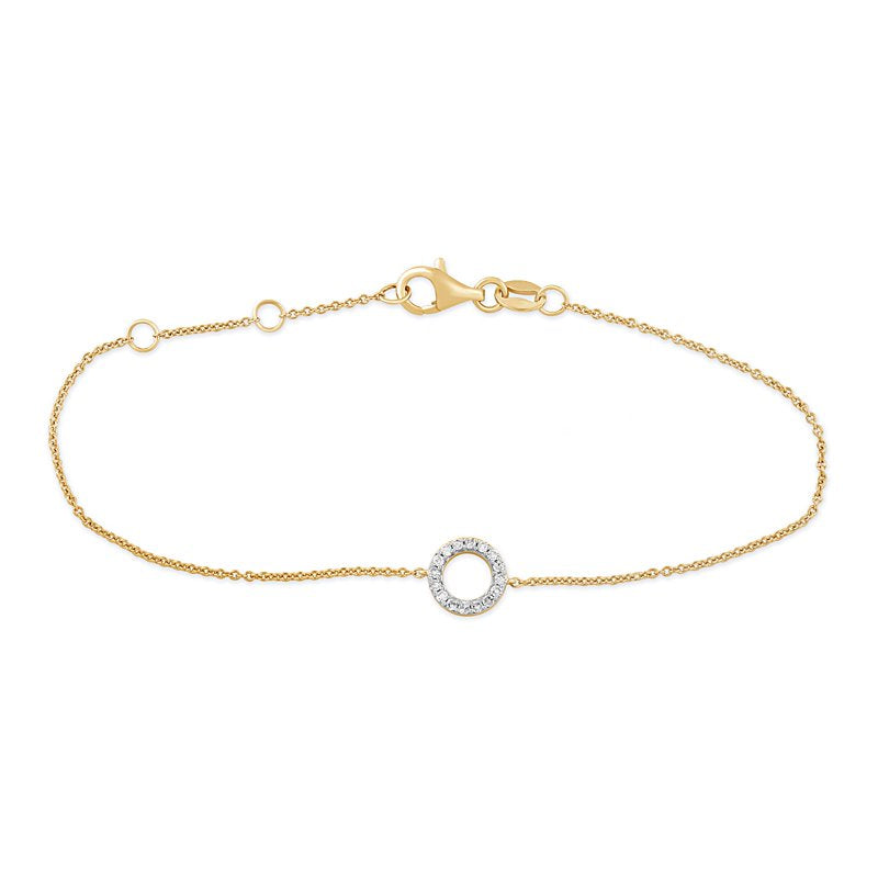 Lab-Grown Diamond Halo Circle Bracelet in Yellow Gold-Plated Silver