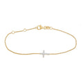 Lab-Grown Diamond Cross Bracelet in Yellow Gold-Plated Silver, 7.25 Inch