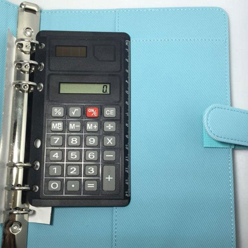6-Hole Calculator with Ruler - Office Desk Calculator and Measurement Tool