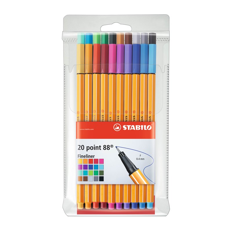20-Color Water- Fine-Liner Pen Set with Long Cap-Off Time