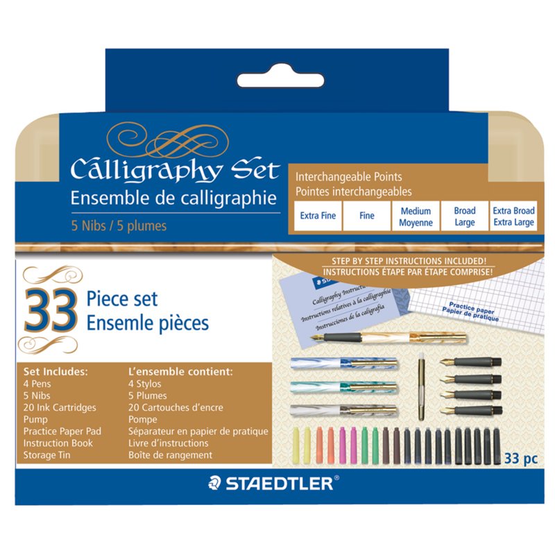 Calligraphy Set with Nibs, Ink, and Practice Book - 33-Piece Art Supplies