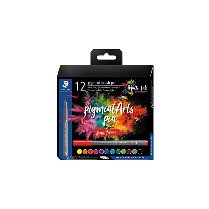 Staedtler Pigment Arts Brush Pens - Basic Colors, Set of 12, Variation 1