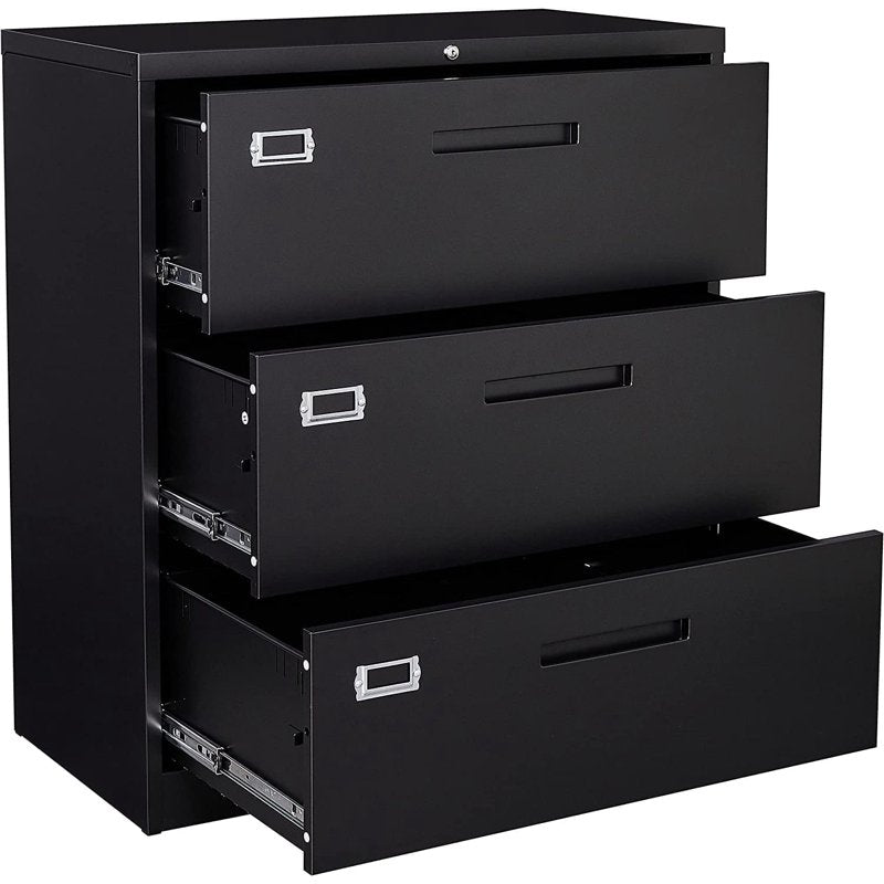 Lockable Metal Lateral File Cabinet with 3 Drawers for Office & Home