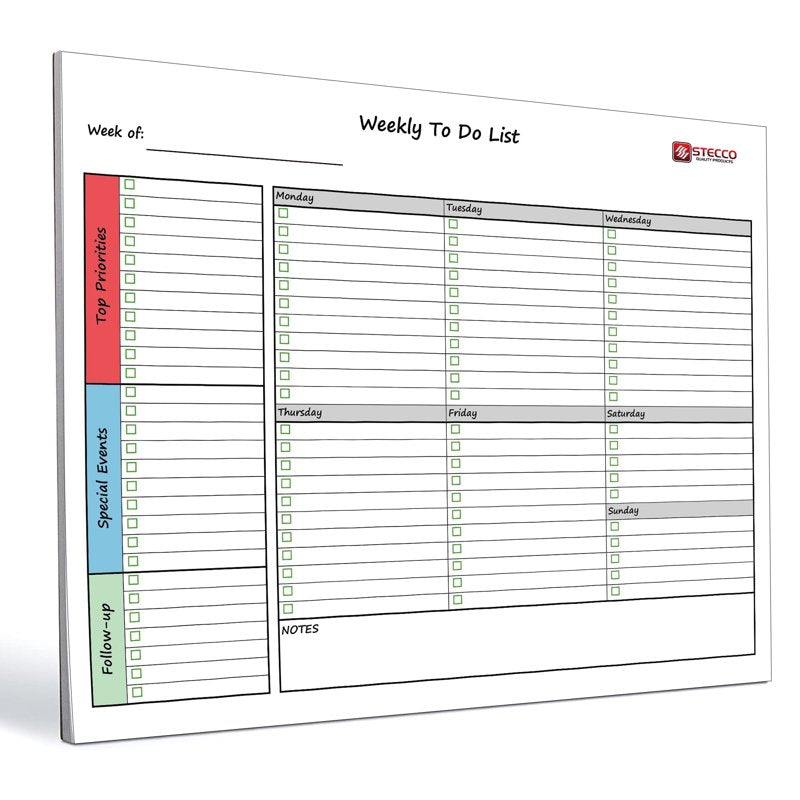 Weekly Notepad Planner 8.5 x 10.5 Inch - 52 Sheets, Flexible Layout