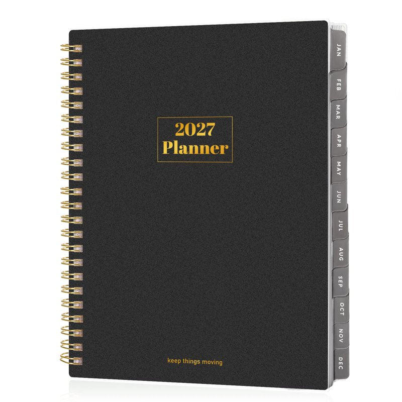 2027 Weekly & Monthly Planner - Spiral Bound, Portable Agenda, Black, 6.4x8.3 Inches