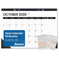 18-Month Desk Calendar 17x12 Inch with Notes & Stickers for Office & Home Planning