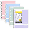 SUNEE College Ruled Spiral Notebook 8x10.5 Inches - Pack of 4, 70 Sheets Each