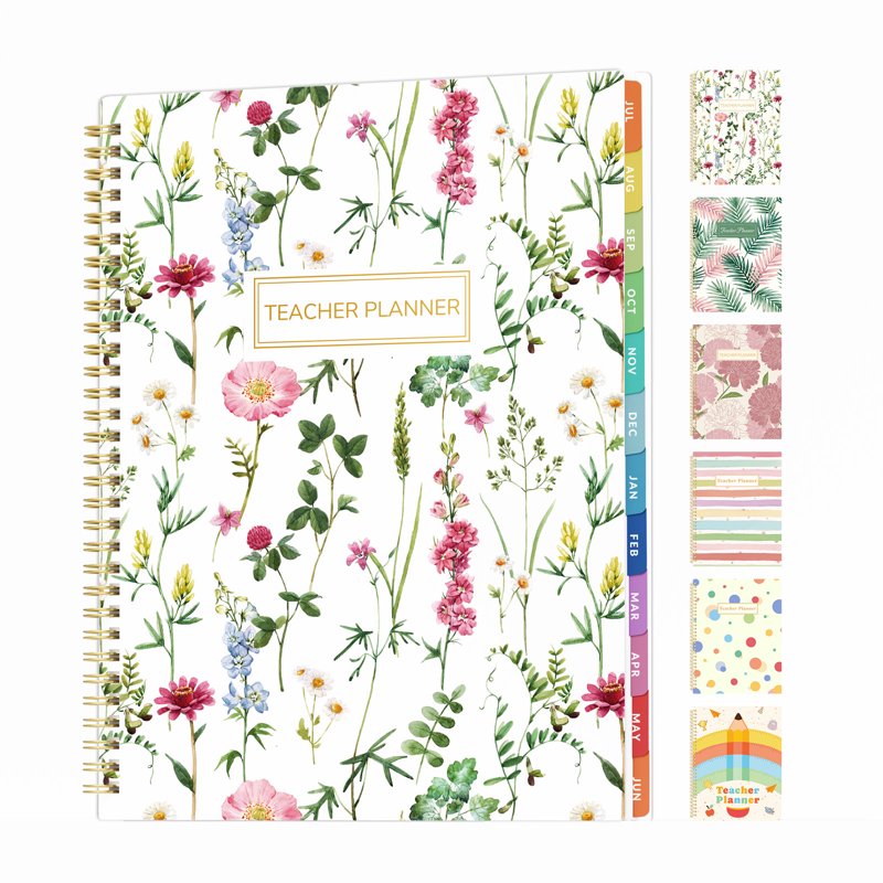 Teacher Planner 2026-2027 Academic Year - 8.5x11 Daily Weekly Monthly Organizer with Tabs & Wildflowers