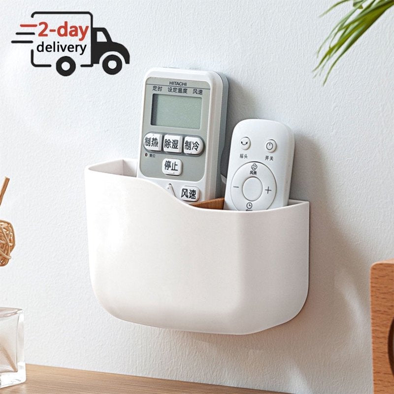Wall-Mounted Remote Control & Small Item Organizer with Adjustable Compartments