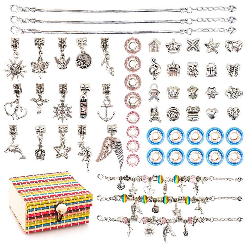 Girls DIY Charm Bracelet Making Kit for Ages 6-12 - Creative Jewelry Gift Set