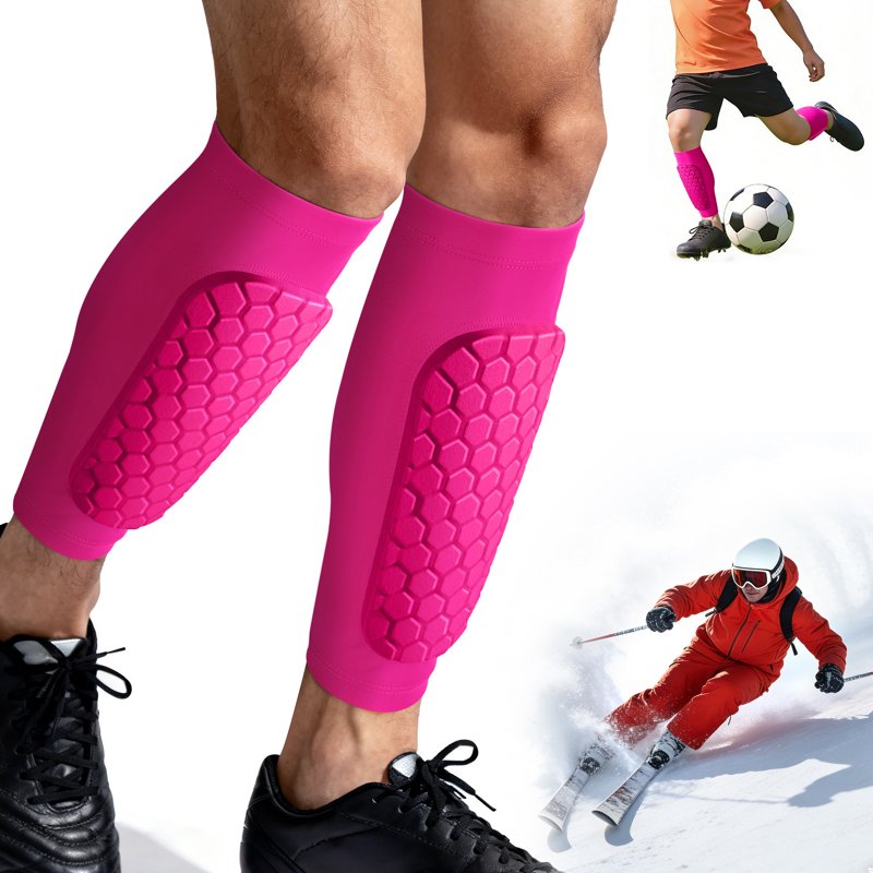 Shin Guards for Kids, Youth & Adults – SUOSDEY Calf Compression Sleeve with Honeycomb Pads (XXS-Calf:9\"-10.6\", Hot Pink)