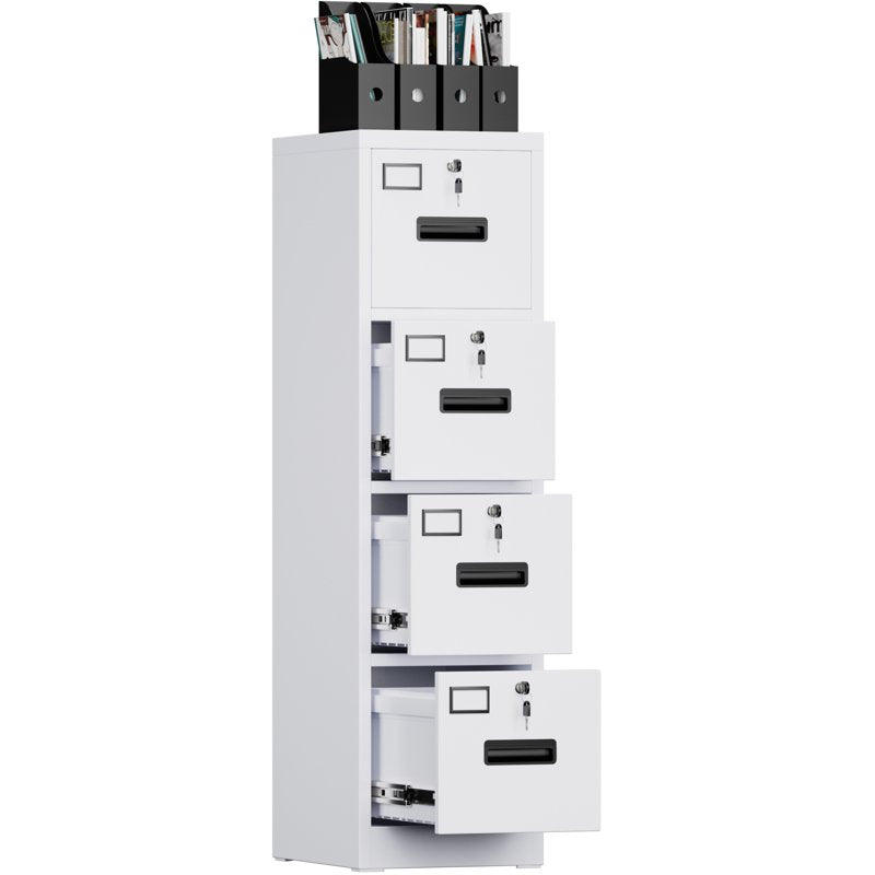 Metal Vertical File Cabinet with 4 Lockable Drawers for Office & School Storage