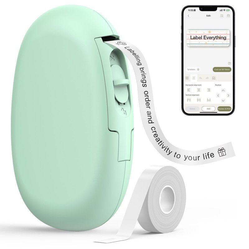 Bluetooth Label Maker Machine with Tape - Customizable App with 35 Fonts & 1000+ Icons